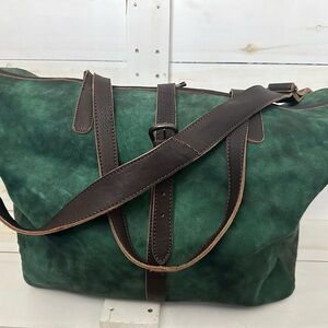 American Darling Green Suede Leather Duffle Bag